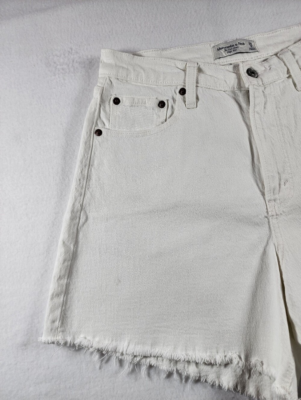 Abercrombie Curve Love High Rise Dad Shorts White Denim Size 29 - Picture 5 of 8